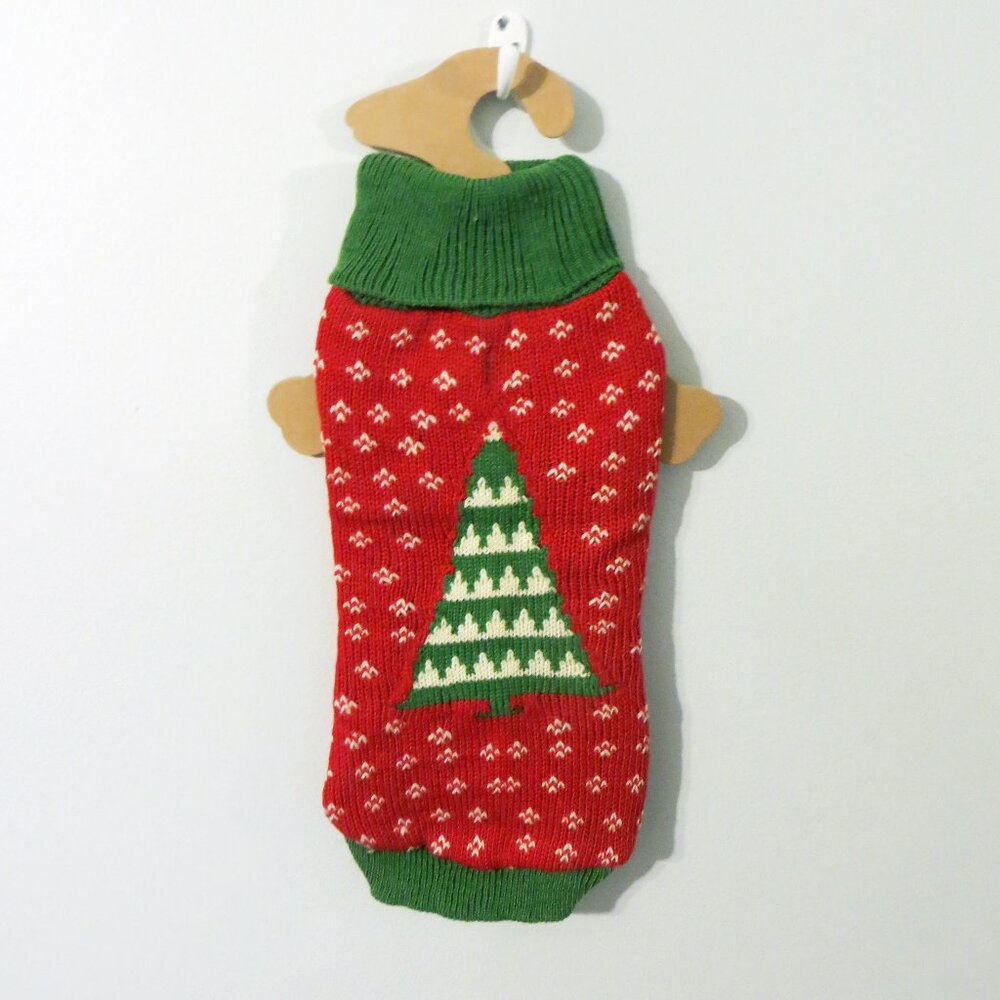 NWT size SMALL dog NEW sweater WORLD MARKET knit pet Red Green Christmas Tree